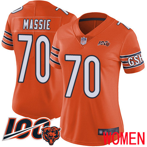 Chicago Bears Limited Orange Women Bobby Massie Alternate Jersey NFL Football #70 100th Season